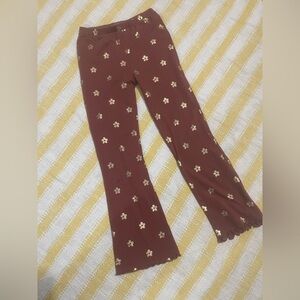 Charming Gold Floral Kids Leggings